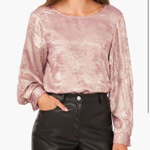 Halogen Shimmering Blush Metallic Blouse